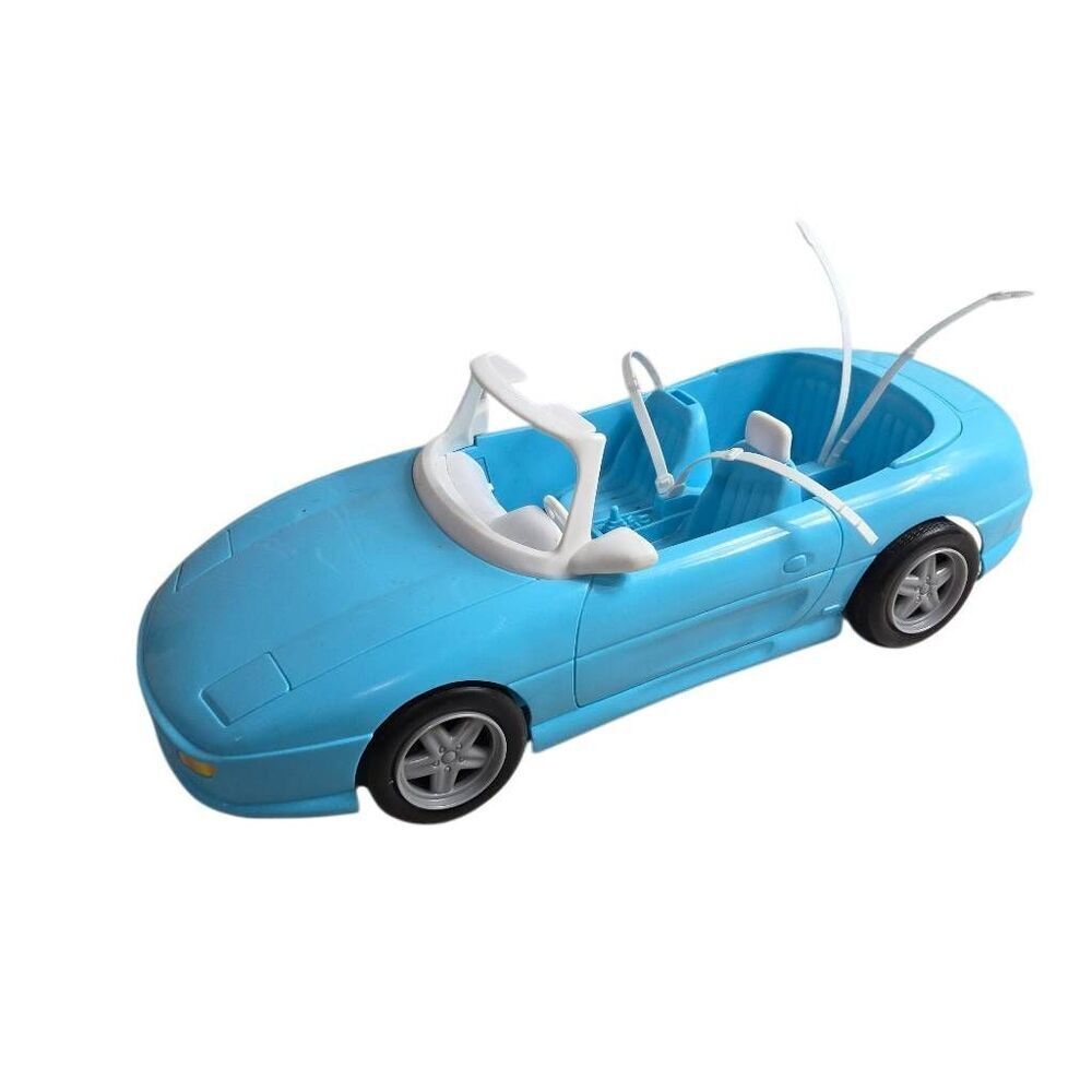Vintage Barbie Mustang 1996 Convertible Blue Car White Top Mattel